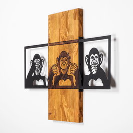 Wallity MA-300 Accesorio Decorativo de Pared de Madera y Metal Nogal y Negro